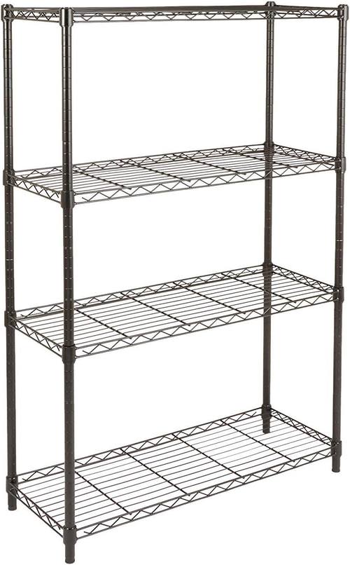Amazon Basics 4-Shelf Adjustable Heavy Duty Steel Wire Rack Storage Shelving, Sturdy Garage Shelving, 350 lbs Capacity Per Shelf, Easy No-Tool Assembly, 36" x 14" x 54", Black