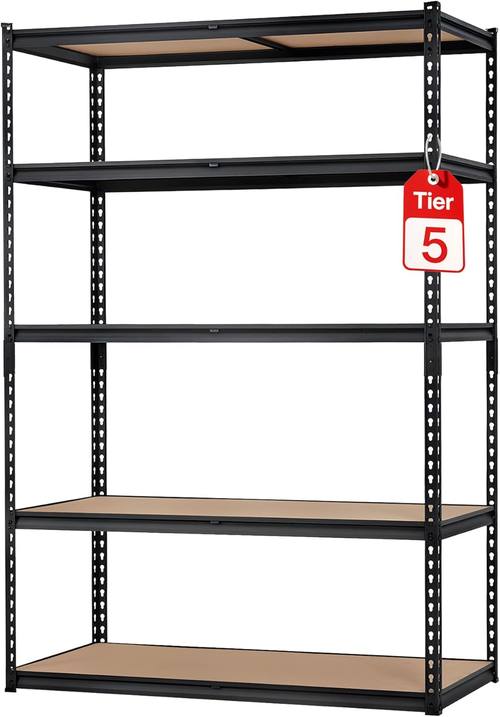 Heavy duty 5 tier adjustable metal garage storage shelving rack, 2500 lbs capacity, 48 by 24 by 72 inches